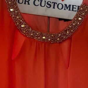 SLNY Coral Embellished Midi Dress